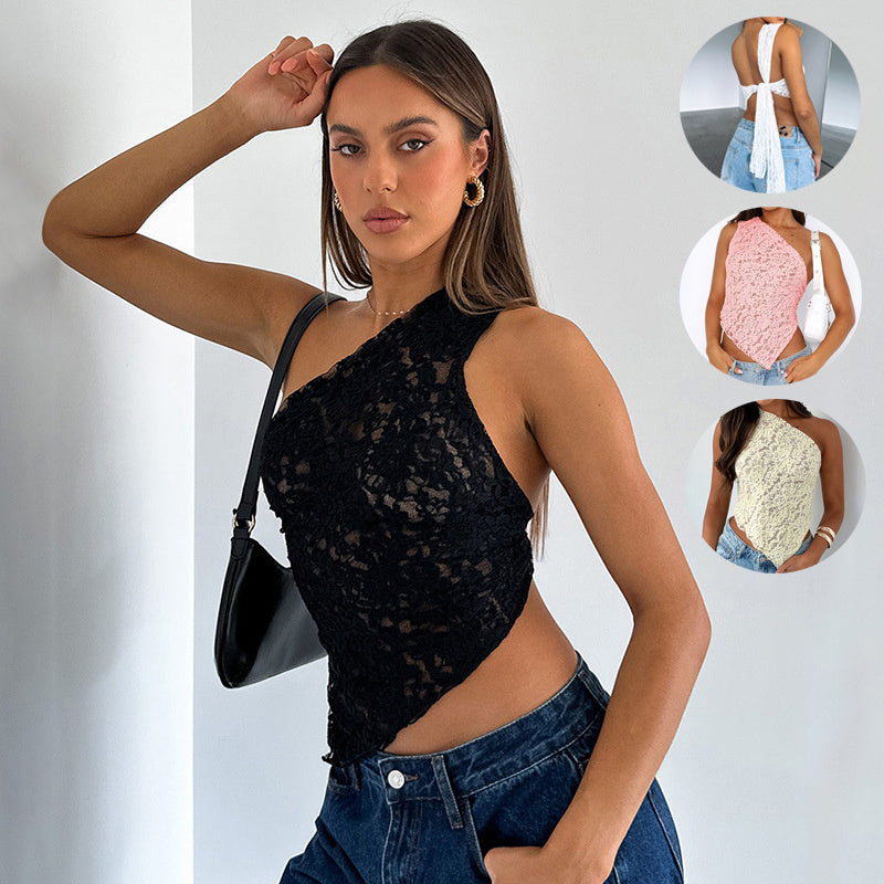 Colete Streetwear em Rendas sem Costas- Roupas Femininas