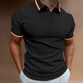 Men's Slim Polo Shirt Rib Striped T-shirt Top