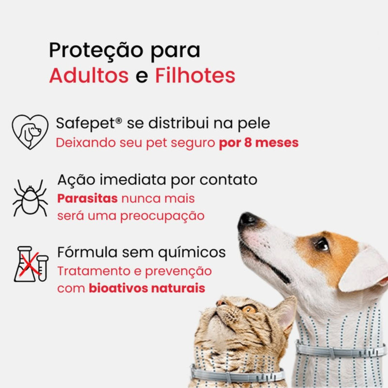 SafePet - Colar Anti Parasitas Premium   [8 meses de proteção]